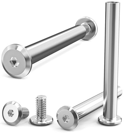 ORTAVA 10 Stück Verbindungsschrauben, M6 x 40 mm Hülsenschrauben | Möbelschrauben, Buchschrauben Edelstahl A2 V2A für Möbelverbinder, Schrankverbinde
