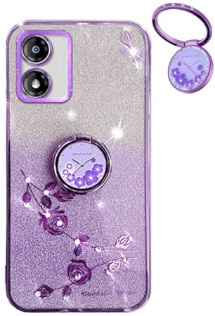 YUECXIN Funda Glitter para Motorola Moto E13 4G, Cute Brillante para Niñas Mujerese Carcasa Bling, Ultradelgado Suave Prémium Antigolpes TPU Bumper Silicona Cubierta, Morado