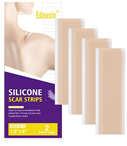 Silicone Scar Sheets 4 PCS,Scar Removal Silicone Gel Scar Tape, Effective Scar Treatment for Surgical Scars, C-Section,Deep Stretch Mark Removal, Keloid Bump Removal