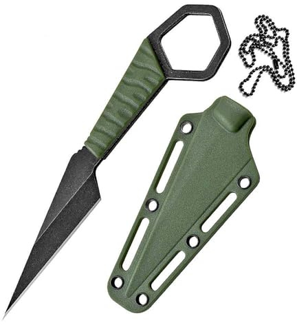 Joa Outdoor Feststehendes Gerades Festes Messer, 6.9 cm Klinge, Schwarz, Edelstahl, Jagdmesser, Survival, Camping, Gürtelmesser, Multitool, EDC, Scheide