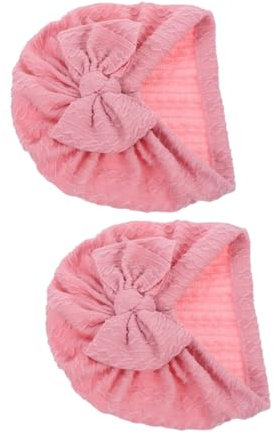 DEARMAMY 2St Schleifenhut Stirnband Haarschmuck Hut Babymütze mit Schleife Turbanhüte für Kleinkinder -Turban-Mütze -Mädchen-Mütze Babymützen Stoff Rosa