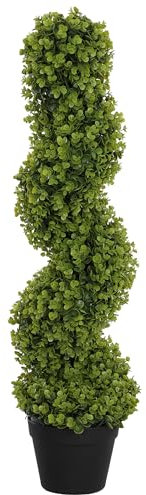HOMCOM Pianta Finta Eucalipto a Spirale, Pianta Artificiale con Vaso Incluso Resistente ai Raggi UV, Decorazione per Interno ed Esterno, Altezza 90 cm, Verde