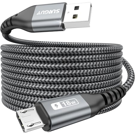 SUNGUY Cable Micro USB long, 5m Câble Micro USB vers USB Charge Rapide pour Galaxy S7 Edge, Moto G5 Plus, Sony Xperia Z5, Huawei P0 Lite, Kindle