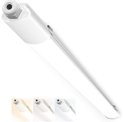 Peasur Feuchtraumleuchte LED 120CM, 3000K/4000K/6500K LED Deckenleuchte Röhre 36W 3960LM Leiste Flach, IP65 Wasserfest Lampe Lichtleiste für Werkstattlampe Kellerlampe Leuchtstoffröhre