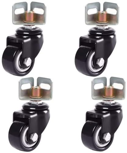 1.5/2/2.5/3in Threaded Stem Castor Wheel,Heavy Duty Workbench Casters Wheel,Set of 4 Swivel Castors with Angle Plate,Anti-Wear PU Industrial Caster for Storage Shelves (2in 10x25mm)