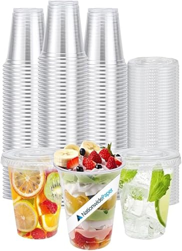 STREAMVOY Gobelets à smoothie transparents avec couvercles plats – Gobelets en plastique sans BPA pour café glacé, thé aux bulles et milkshakes – Passe au lave-vaisselle, réutilisables et recyclables