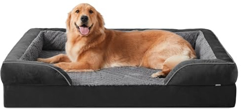 JOEJOY Orthopädisches Hundebett Mittelgroße Hunde, Memory Foam Hundesofa, Abnehmbarem Waschbares Hundebett Orthopädisch, 107x81x17 cm Eierförmiger rutschfest Hundecouch, Schwarz