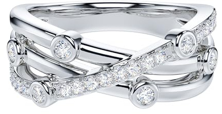 Äkta moissanit eller simulerad diamant 7,5 mm bred unisex criss kors små bubblor mode cocktail ring bröllop band