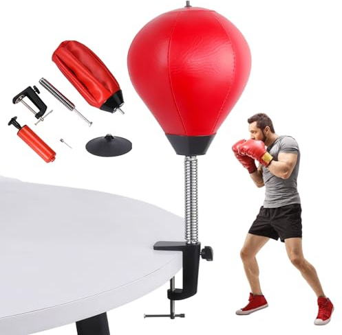 PRITOK Punchingball Tisch: Boxsack Stehend mit Superstarkem Saugnapf und Tischklemme, Desktop Boxsack für Bürotisch und Theken, für Kinder und Erwachsene