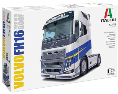 Italeri 3970 1:24 Volvo FH16 Medium Roof - Modellbau, Bausatz, Standmodellbau, Basteln, Hobby, Kleben, Plastikbausatz, detailgetreu, Auto Modell, 1:24