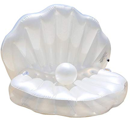 Stylebest Tapis Flottant Gonflable en Coquillage, Boule de Perles avec Conception de Coquille pour Les Vacances d'été à la Piscine de Plage, Gonflage Rapide, 160x130x130cm (Blanc Perle)