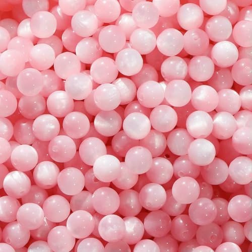 30pcs/lot 8/10/12mm Resin Cat Eye Round Seed Beads Jewellery Making DIY Jewelry Materials Bracelet Necklace Supplies Accessories-30PCS Pink-8mm