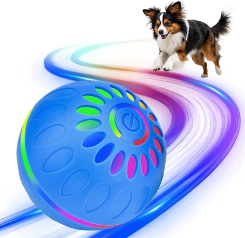 Pipihome Interaktives Hundespielzeug Ball, Hundeball Elektrisch Automatisch Rollender mit LED-Lichtern Spielball, Hundespielzeug Intelligenz für Kleine/mittlere/große Hunde, USB Wiederaufladbar