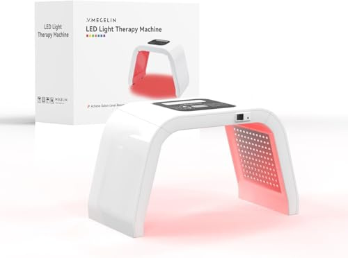MEGELIN Appareil de thérapie par lumière LED avec 8 couleurs, lampe à lumière rouge infrarouge en forme de U pour le visage, masque facial LED de luminothérapie, dos et corps