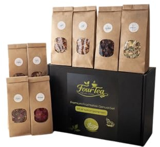 Premium Früchtetee Tee Geschenkeset DIY zum Selber Mischen inkl. 10 Teebeuteln – 8-teiliges Teeset mit ausgewählten Teesorten (Früchtetee Set)