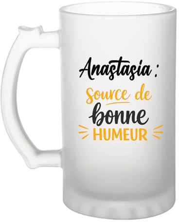 Otshirt Verre à Bière Anastasia - source de bonne humeur- Chope - Idée Verre à Bière Personnalisable Cadeau Anniversaire Camping Fête Original Famille Travail Départ Collègue Retraite Noël