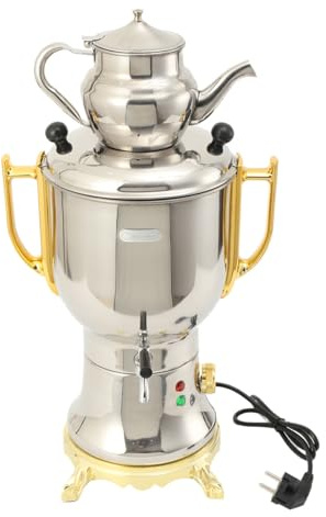 NICCOO Samowar aus Edelstahl, 4 Liter und 1 Liter Teekanne, Russischer Samovar Elektrischer Teekocher Teemaschine 1800W