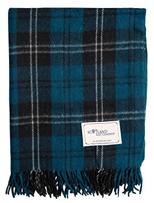 The Scotland Kilt Company Knee Travel Rug Tartan Wool Blanket - Ramsay Blue - Fringed Edges, Lightweight, Soft, Machine Washable Shawl