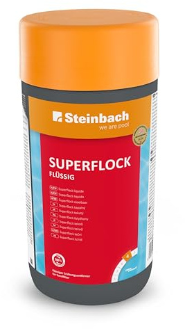 Steinbach Poolpflege Superflock flüssig - 0754301TV00-1 l - Gegen Trübungen im Pool - Für Sandfilteranlagen - Verbessert Filterleistung - Nicht für Kartuschenfilter geeignet