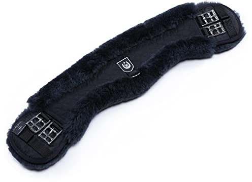 CHRIST Lammfell MONDGURT Sattelgurt von Werner Horse – anatomischer Dressurgurt (Kurzgurt) mit konkaver Sichelform, Lammfellgurt in schwarz-anthrazit, Länge: 45 cm