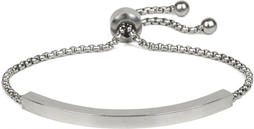 styleBREAKER Damen Slider Armband Strass Edelstahl 23.5cm | Schiebeverschluss stufenlos. Ankerkette. Glasstein Besatz. vergoldet oder versilbert. edler Armschmuck.