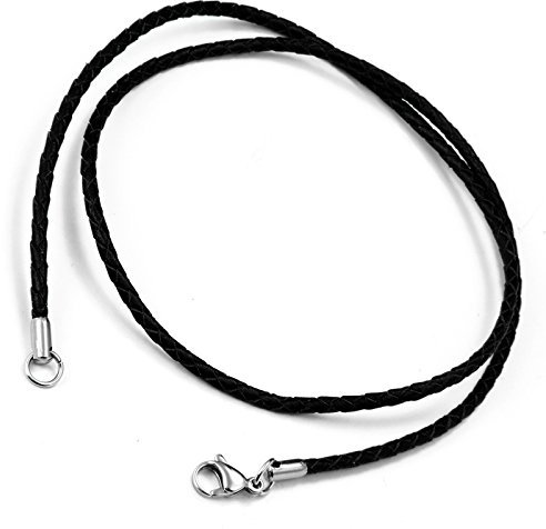 Cupimatch Armband 2-in-1 Halskette und Armband aus geflochtenem Leder, 3 mm breit, ca. 58 cm lang, Karabinerverschluss aus Edelstahl