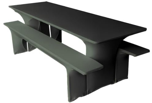 Gastro Uzal Festzeltgarniturhussen Stretch Set 3teilig, schwarz 220x70 cm, Biertischhussen, Bierbankhussen überwurf