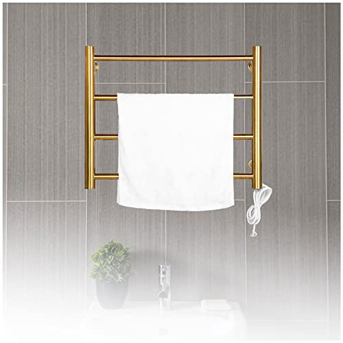 VVLXRIC Scalda Asciugamani Elettrico da Bagno, Montaggio A Parete Acciaio Inossidabile 304 Porta Asciugamani Radiatore, Lucidato Impermeabile A 360 Gradi Scaldasalviette Elettrico da Bagno,4Bars