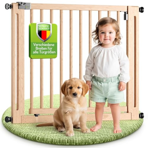 Bomi BOMI Treppenschutzgitter Miko 63-161 | Ohne Bohren | 90° Stop |zum Klemmen | Einfache Babygitter Montage Holz | Tür-Gitter | Treppen-Gitter Baby Kleinkind Hunde