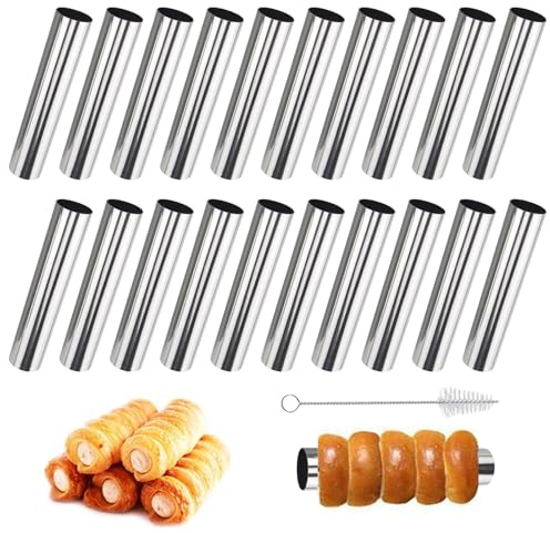 EXIN DEHCEN 20 stycken skumrullformar, 12 cm rostfritt stål, non-stick schillerlocksform, cannoli-bakform, cannoli-rör