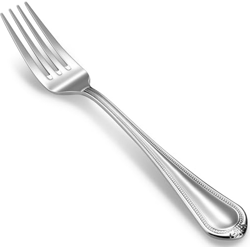 KEAWELL Pearl Edge 4-Piece Premium Fork Set, 18/10 Stainless Steel, Fine Silverware with Mirror Finish, Dishwasher Safe (4, 8 Dinner Forks)