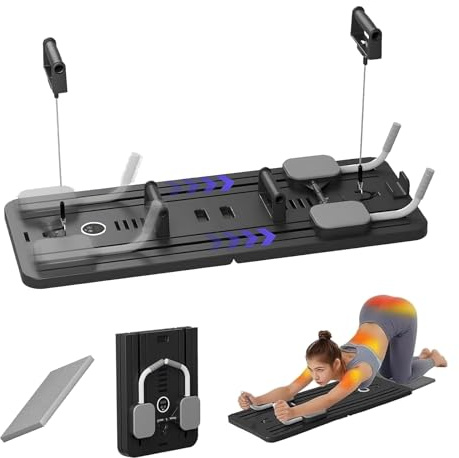 KUYATE Pilates Board, Multifunctional Abdominal Board, Automatic Rebound Ab Roller, Suitable for Full Body Workout - Black L106xW41xH7cm/L42xW16xH2.8in