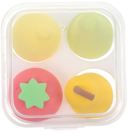 FRCOLOR 4pcs Fruit Beauty Egg Lemon Strawberry Avocado Pear Dry Wet Dual-use Powder Storage Case