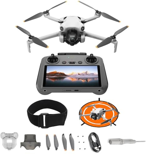 DJI Mini 4 Pro Bundle (DJI RC 2 Fernsteuerung), faltbare Mini-Drohne mit 4K-Kamera, unter 249 g, 34 Minuten Flugzeit, 20 km Video-Übertragung (Landeplatz + Gummiband)