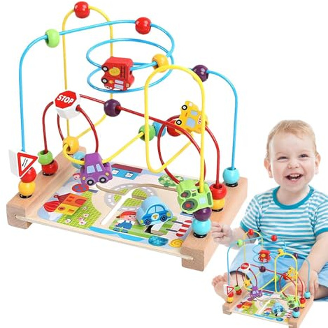 syayw Bead Maze Toys - Wooden Roller Coaster Maze For Toddler | montesori Roller Coaster Activity Toy | Educational Colorful Mazes For Kids Girls Boys Play Training