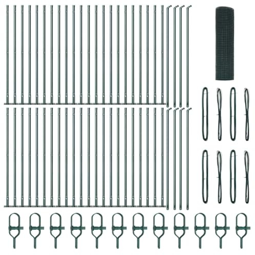 vidaXL Poteau de clôture. Vert 100 x 0,5 m (Maille 12 x 12 mm), Poteau de clôture de Jardin et terrasse, barrière en Acier Durable, Design résistant aux intempéries et poudré