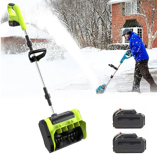 Pelle à Neige sans Fil 900 W, souffleuse à Neige électrique, autonomie de 60 à 90 Minutes, 3 Directions d'éjection de la Neige réglables, pour allée, Patio, terrasse,2 Batteries
