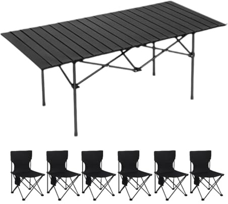 Tragbares, faltbares Campingtisch- und Stuhl-Set aus Karbonstahl – Mehrzweck-Picknick-Möbel, leicht und kompakt für Wandern, Reisen, Strand, Grillen