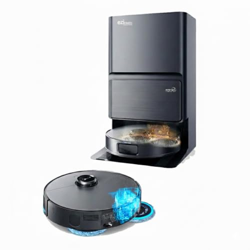 EZICLEAN Robot aspirateur Laveur LIDAR IA connecté avec Base de vidage PureFlow Ultra