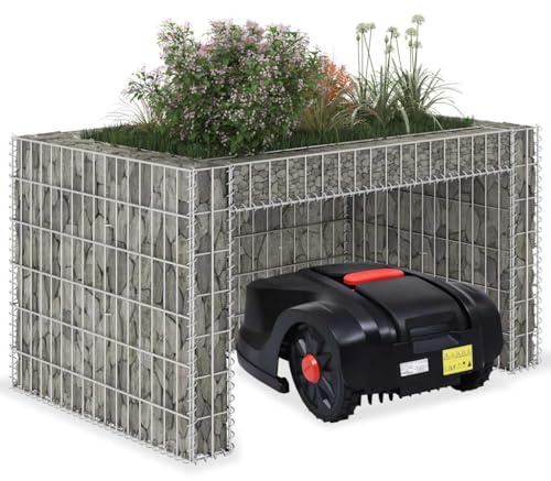 Mokuyary Garage Lawnmower Raised Bed 110 x 80 x 60 cm Steel Wire Protective Shelter Garage for Robot Lawn Mower for Garden