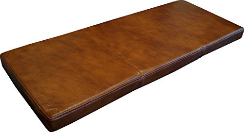 Quattro Meble Braunes Echtleder Bankauflage Sitzkissen Lederkissen Sitzpolster Bank Auflage doppelt genähtes Echt Leder Antiuqe Tabac Kissen Sitzauflage (35 x 80 cm)