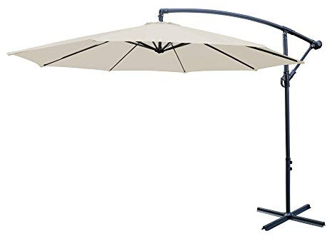 Blümme 3m Garden Banana Parasol Patio Umbrella with Crank Handle and Hanging Cantilever for Outdoor Sun Shade Cream