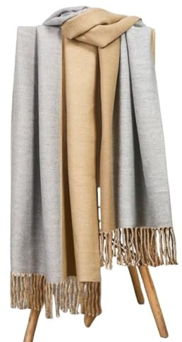 Laura in - Bufanda Mujer Cashmere 30% para Invierno Pañuelo Señoras Fular Larga Mantón Pashmina Calentita Acogedora Suave bicolor liso