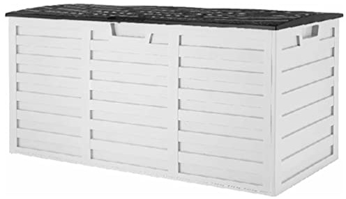 LaoZan Gartenbox, wasserdicht, abschließbar, Gartenboxen, große Kapazität, Outdoor-Aufbewahrungsbox für Gartengeräte (Weiß, 112,6 x 48,8 x 53,2 cm)