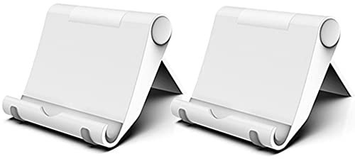 FadyDail 2 Pack Mobile Phone Stand Holder for Desk Adjustable Compatible with iPhone 13 12 Pro Max 11 SE XS XR 8 Plus 6 7 Samsung Galaxy Note20 S20 S10 S9 S8 Cell phone Holder Foldable (White)