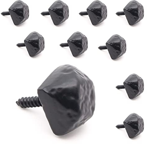 EAI Perno decorativo para puerta, hierro fundido antiguo negro, 19 mm, paquete de 10 | Adecuado para uso interior y exterior, perfecto para puertas de cabaña, fácil de instalar, fijación incluida