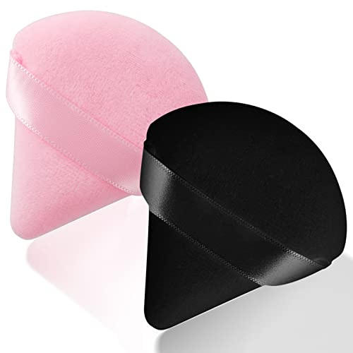 Aphrordity 2 Pcs Dreieck Makeup Puderquaste Forward And Reverse use Gesicht SchwäMmchen Powder Puff Nass Trocken Make up Werkzeug, für Baking Powder Make up,Loses Puder oder Foundation, Black & Pink