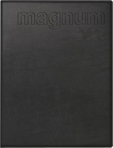 rido/idé bokkalender modell magnum (2025), 2 sidor = 1 vecka, 183 × 240 mm, 144 sidor, konstläderomslag Prestige, svart