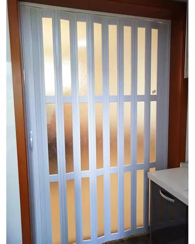 Falttüren Innentüren Weiße Falttür mit Mattiertem Acryl, Innen-PVC-Falttüren für Badezimmer- und Küchentüren, Raumteiler-Falttür 30 32 36 40 48 Zoll(48x80in(122x203cm))