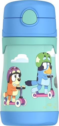 Thermos Baby 10 oz. Stainless Steel Bottle with pop-up Straw, Bluey
